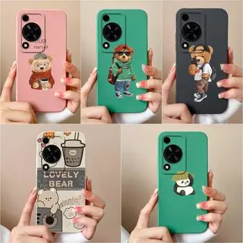 Чехол для Huawei Nova Y72 12 Pro Ultra 12i 11 SE Honor X8B, чехол для телефона «Милый медведь, панда», мягкая жидкая силиконовая защитная пленка для экрана, чехол для Huawei Capas Huawei Nova Y72 4G