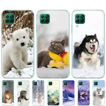 Чехол для huawei p40 lite E p40 pro P smart 2020 Чехол для huawei Y5P Y6P Y7P Y8P Y6S Y9S NOVA 5T Чехол кошка собака медведь олень зима huawei P40