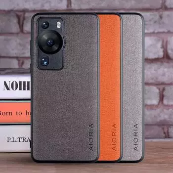 Чехол для Huawei P60 Pro P60, роскошный текстильный кожаный чехол из мягкого ТПУ, жесткий чехол для телефона, чехол для huawei p60 pro P60 чёрный