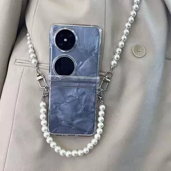 Чехол для Huawei Pocket 2 Pearl Crossbody Lanyard, мягкий силиконовый чехол для телефона Huawei Pocket 2 LEM-AL00 HD, прозрачный ремешок на запястье, чехол для телефона For Huawei Pocket 2 прозрачный