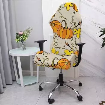 Чехол для игрового кресла с принтом тыквы на Хеллоуин, чехлы для вращающихся офисных кресел, универсальный чехол для компьютерного кресла в интернет-баре