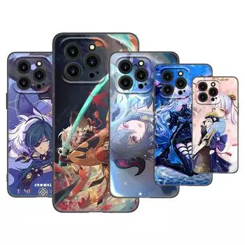 Чехол для игрового телефона Genshin Impact для Apple iPhone 13 12 Mini 11 Pro XS Max X XR 8 7 6S 6 Plus SE 2020 5S 5, мягкий черный чехол из ТПУ iPhone 5 5S SE