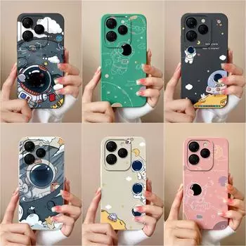 Чехол для Infinix Hot 40 Pro Zero 30 4G Note 40 Smart 8 Itel S24 RS4, чехол с астронавтом с мультяшным узором, противоударный жидкий силикон, матовый чехол для телефона, чехлы Infinix Zero 30 4G