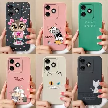 Чехол для Infinix Note 40 Smart 8 HD Tecno Spark 20 Pro Pova 6 Neo Itel P55 милые чехлы с рисунком кота жидкие мягкие силиконовые чехлы для телефонов с защитой от падения Capa itel P55 4G