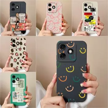 Чехол для Infinix Smart 8 HD Plus Pro Itel P55 Tecno Spark 20 Pro Pova 6 Neo Бамперы Мягкие силиконовые модные этикетки Чехлы Защитная пленка для экрана Корпус Shell itel P55 4G