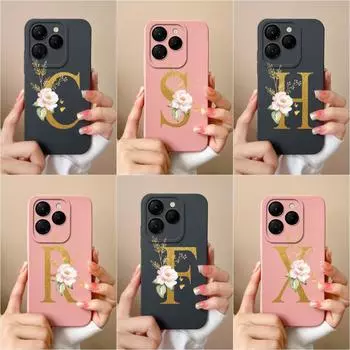 Чехол для Infinix Zero 30 4G GT 20 Pro Hot 40 Note 40 Pro+ 5G Smart 8 Itel RS4 Phone Bags Case Liquid Silicone Luxury Letters Противоударный корпус Shell Infinix Zero 30 4G