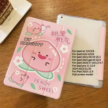 Чехол для iPad 2022 10th, симпатичный персиковый узор, складной тройной чехол для iPad Air4 10.9 Air3/Pro2017 10.5 mini6/5/4 iPad 2021 Gen910.2