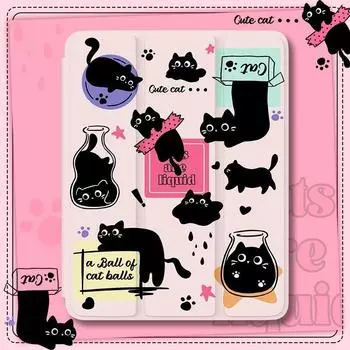 Чехол для iPad Air4 с милым рисунком черного кота Чехол из ТПУ для iPad с подставкой для карандашей для iPad Air5 2022 10th 10,9 Air6 11 13 дюймов mini6/5/4 iPad 2021 Gen910.2