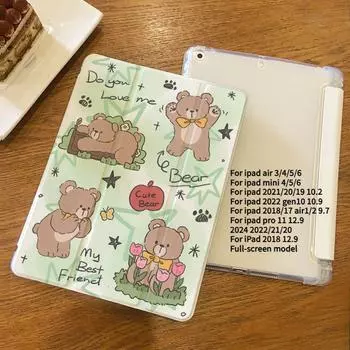 Чехол для iPad Air5 с милым рисунком в виде кошки и собаки, складной чехол для iPad Air6 11 13 Pro2024 11 13 Pro12.9 2018 с держателем для карандашей iPad 2021 Gen910.2