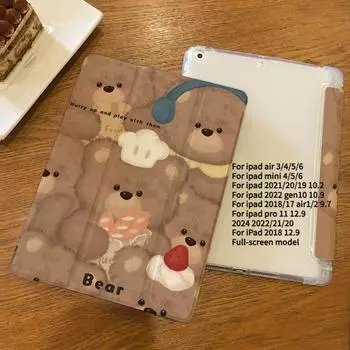 Чехол для iPad Air5 с милым рисунком щенка на масляной живописи, складной чехол для iPad Air4, Air6, Air1/2 9.7 2018/17 с держателем для карандашей iPad 2021 Gen910.2