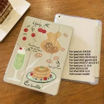 Чехол для iPad Air6 Новый высококачественный нишевый чехол с десертным рисунком для iPad из ТПУ для iPad Air5 Air4 Air2024 10,9 11 13 Air1/2 6th 5th 9,7 с подставкой для карандашей iPad 2021 Gen910.2