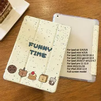 Чехол для iPad Air6, простой мультяшный узор, умный чехол для iPad, складывающийся втрое, для iPad 2022 10-го, Air4, Air5, 10,9, 9-го, 8-го, 7-го, 10,2, Air1/2, 9,7 с держателем для карандашей iPad 2021 Gen910.2