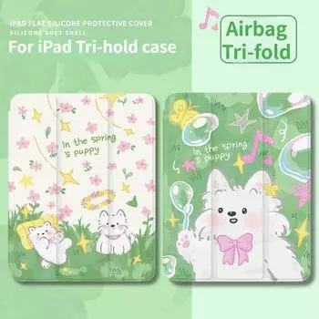 Чехол для iPad Air6 с милым цветочным рисунком щенка, умный чехол для iPad для iPad Pro11 Pro13 2024 Pro12.9 2018 с подставкой для карандашей iPad 2021 Gen910.2