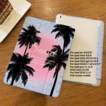 Чехол для iPad Air6 с рисунком кокосовой пальмы, тройной чехол для Air4 Air5 2022 10th 10.9 Air3/Pro2017 10.5 mini7/6 с держателем для карандашей iPad 2021 Gen910.2