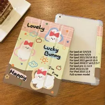 Чехол для iPad Air6 с рисунком милого мультяшного кота, складной чехол для iPad в три раза для iPad Air4 Air5 2022 10th 10.9 Air1/2 9.7 Air3/Pro2017 10.5 с держателем для карандашей iPad 2021 Gen910.2