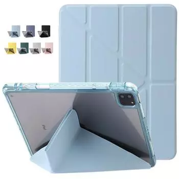 Чехол для iPad Air 13 Pro 13 2024, чехол с держателем для ручки, акриловый прозрачный жесткий чехол-подставка, умный чехол для iPad Air 11 Pro 11 2024, чехол For iPad Pro 11 2024 розовый