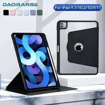 Чехол для iPad Air 5 2022 года, чехол для iPad 10,2 7/8/9 поколения Air 4 10,9 Pro 11 2021 года, чехол-подставка для iPad 9,7, 5-го, 6-го поколения, вращающийся на 360° Pro 11 2020 2021 фиолетовый