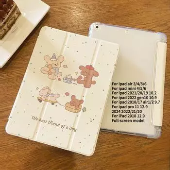 Чехол для iPad Pro12.9 с милым рисунком котенка в горошек, чехол Smart Style Tri-Fold для iPad Pro13 Pro11 2024 Air2024 Air6 11 13 с держателем для карандашей iPad 2021 Gen910.2