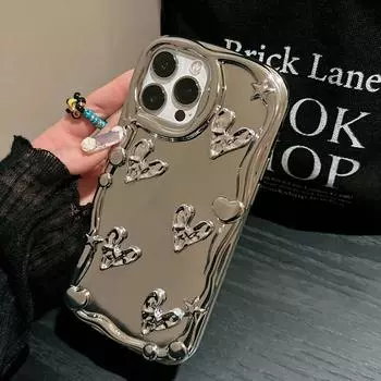 Чехол для iPhone13 с зеркальной поверхностью, гальванизированный 3D Love Design, роскошный ультратонкий противоударный чехол для iPhone13 Pro Max/Pro/13, розовый, серебристый, золотой IPhone X/XS