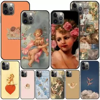 Чехол для Iphone 11 13 12 Mini 14 Pro Max Xr 7 8 Se 2020 Xs 6 6s Plus 5 5s Черный силиконовый чехол для телефона Ангелы Ренессанса Новинка iPhone 12 Pro