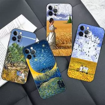 Чехол для iphone 11 13 12 pro max Cover xr 7 8 Plus Funda XS X 14 5 5S SE2020, чехол в стиле ретро, картина маслом Ван Гога, звездный космос iPhone 14
