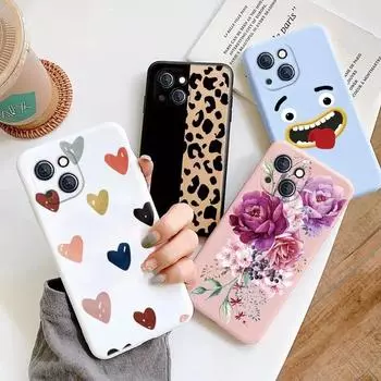 Чехол для iPhone 13, мягкий мультяшный милый защитный чехол, противоударный чехол с цветком и бабочкой для IPhone 13, розовый узор в виде цветка, силиконовый мягкий чехол из ТПУ, сумки iPhone 13