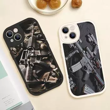 Чехол для iPhone 14 13 11 12 Pro MAX 13 12 MiNi 7 8plus iPhone 14 XS XR AK47 Пистолет Пули Чехлы из овчины 13 pro max