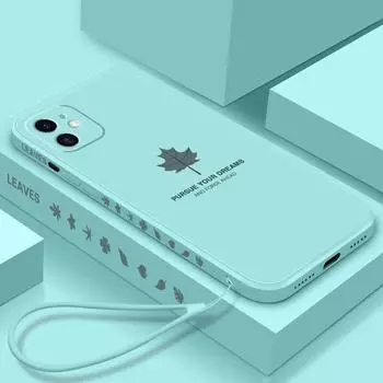 Чехол для iphone 14 13 12 11 Pro Max, чехол из мягкого жидкого силикона с кленовым листом, защита кожи, задняя крышка, чехол для iphone XS Max XR 6 7 8 Plus For iphone 12 чёрный