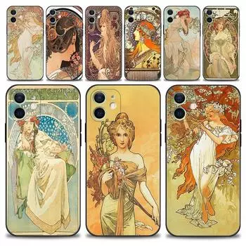 Чехол для Iphone 14 13 12 11 Pro Max Mini Xs Max Xr X 7 8 Plus 6s, силиконовый чехол, Fundas Art Poster Alphonmucha Slim For iPhone 6 6S Plus