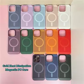 Чехол для iPhone 14 13 Plus Pro Max с большой решеткой для камеры, рассеивающей тепло, магнитный, нескользящий, с защитой от отпечатков пальцев, на задней панели For iPhone 13 чёрный