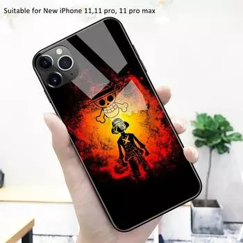 Чехол для iPhone 14 Чехол Аниме Стекло Задняя Крышка Iphone 14 Plus Чехол для iPhone 11 12 13 14 Pro Max iPhone 13&Silicon TPU case