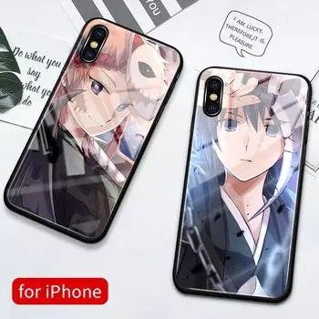 Чехол для Iphone 14 Demon Slayer Kimetsu No Yaiba, закаленное стекло в стиле аниме, чехол для Iphone 6 7 8 14 Plus X Xs Xr 11 12 13 14 Pro Max iPhone 6 6s