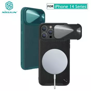 Чехол для iPhone 14 Pro, кожаный чехол NILLKIN CamShield S, задняя крышка из ТПУ для iPhone14 Pro Max Plus, чехол iPhone 14 чёрный