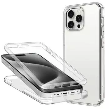 Чехол для iPhone 15 14 Pro Max 360, двусторонние чехлы на весь корпус для iPhone 15 14 Pro Max 15pro 15promax 14pro 14promax, прозрачный мягкий чехол из ТПУ For iPhone 15 Pro Max чистый