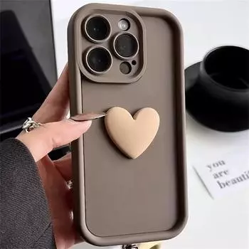 Чехол для iPhone 15 14 Pro Max 11 13 12 Pro X XS XR 7 8 Plus SE2 Cute INS 3D Love Heart Силиконовый противоударный чехол для конфет For iPhone 15 чёрный