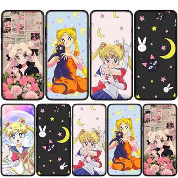 Чехол для iPhone 15 14 Xiaomi Redmi Note 13 12 11 Pro Max X 8 7 9 XR Samsung Galaxy S24 S23 A05 OPPO A15 Huawei Girl Sailor Anime Moon Phone Case