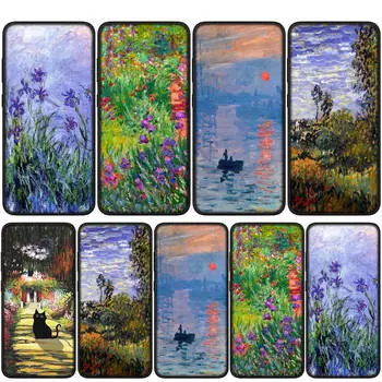 Чехол для iPhone 15 14 Xiaomi Redmi Note 13 12 11 Pro Max X 8 7 9 XR Samsung Galaxy S24 S23 S9 OPPO Huawei Claude Monet Waterlily Cat Print Phone Case