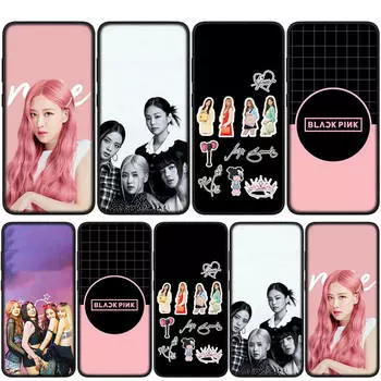 Чехол для iPhone 15 14 Xiaomi Redmi Note 13 12 11 Pro Max X 8 7 9 XR Samsung Galaxy S24 S23 A05 OPPO A15 Huawei Rose Jennie Black Pink Lisa Jisoo Case for Samsung Galaxy M55 экрю
