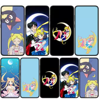 Чехол для iPhone 15 14 Xiaomi Redmi Note 13 12 11 Pro Max X 8 7 9 XR Samsung Galaxy S24 S23 A05 OPPO A15 Huawei Sailor Moon милый чехол для телефона Cat