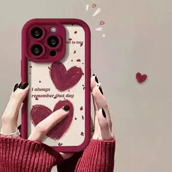 Чехол для iPhone 15 Red Love Heart Пара силиконовый чехол для телефона для iPhone 15 14 13 12 11 Pro Max X XR XS 7 8 Plus SE2 Мягкий противоударный бампер задняя крышка iPhone 15