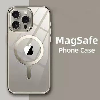 Чехол для iPhone 15, роскошный магнитный противоударный прозрачный чехол для телефона iPhone 15 Pro Max Plus, прозрачный чехол для мобильного телефона Magsafe Funda For iPhone 15Pro Max