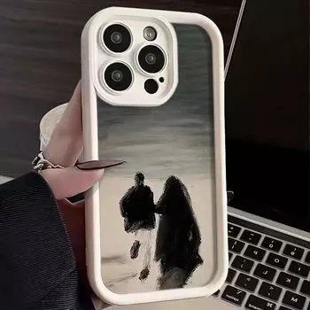 Чехол для iPhone 15, силиконовый чехол для бега пары для iPhone 15, 14, 13, 12, 11 Pro Max X XR XS 7 8 Plus SE2, мягкий противоударный бампер, задняя крышка iPhone 15 чёрный