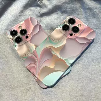 Чехол для iPhone 15promax из цветного абстрактного холста - твердый чехол Feilin с глянцевой поверхностью для iPhone 15/15pro/15prpmax/15plus/14/13/12/11/XS/XR Apple 3