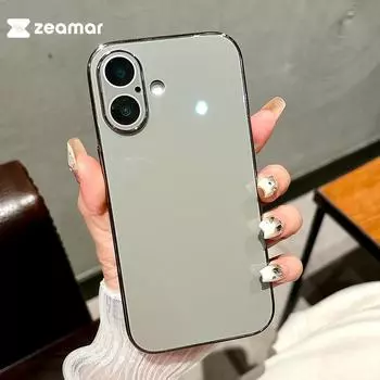 Чехол для iPhone 16 15 14 13 12 11 Pro Max с покрытием из закаленного стекла, защитный чехол для задней панели, глянцевый, ударопрочный, жесткий чехол For iPhone 16 белый