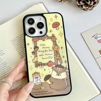 Чехол для iPhone 16 15 14, матовый черный край, совместимый и подходит для 13/12 promax Squirrel Acorn 16