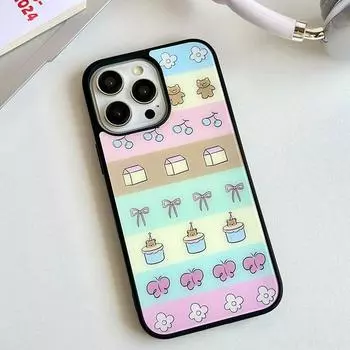 Чехол для iPhone 16, 15, 14, матовый черный край, совместимый и подходящий для 13/12 promax, мультяшный поп-стиль 16