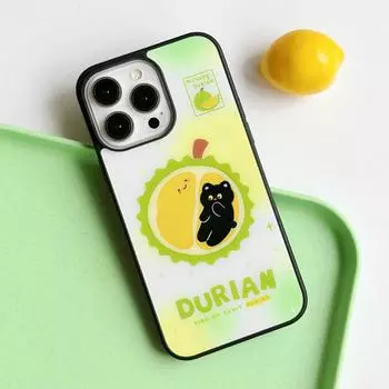 Чехол для iPhone 16, 15, 14, матовый черный край, совместимый и подходит для 13/12 promax Durian Kitten 16