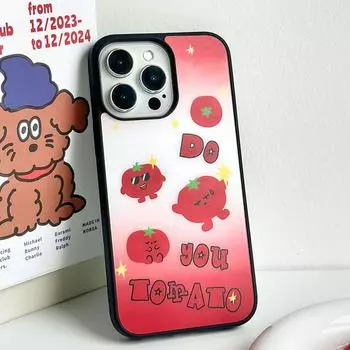 Чехол для iPhone 16 15 14, матовый черный край, совместимый и подходит для 13/12 promax, поддельный томат 16