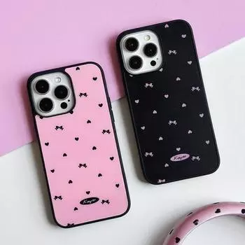 Чехол для iPhone 16, 15, 14, матовый черный край, совместимый и подходит для 13/12 promax, черный и розовый, стиль сестер 16 чёрный