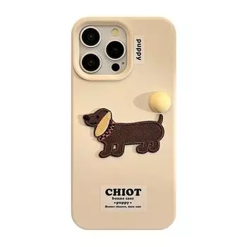 Чехол для iPhone 16 15 14 совместим и подходит для 13 12promax Stereo Embroidery Dachshund 16promax
